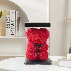 Simulated Flower Crafts Small Ornaments Teddy Bear Creative Rose Bear Mother's Day Christmas and Valentine's Day Gifts