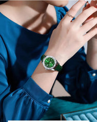 The best-selling women's watch is a green diamond-encrusted elegant ladies' wristwatch with a moonlight calendar and a retro sty