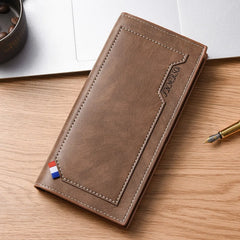 Soft Thin Male Wallet Anti-loss Casual Long Zip Wallet Classic Multiple Card Slots Bifold Wallet Man