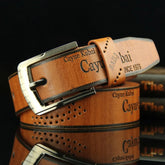 Men's Leather Belt Letter Print Luxury Classic Buckle Business Cowboy Vintage