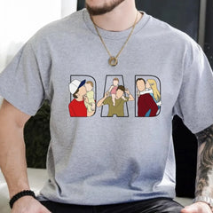 Fathers Day Gift Shirt Men Dad Portrait Line Art Cotton Tshirt Personalized From Wife Kids Funny Husband Present Men Clothing