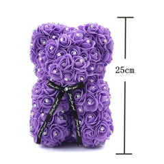 Artificial Flowers 25cm Rose Bear Girlfriend Anniversary Christmas Valentine's Day Gift Birthday Present For Wedding Party