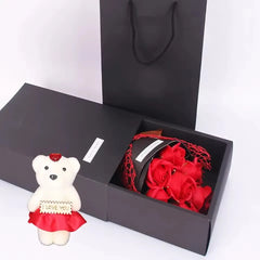 1PC Handmade 7 Rose Soap Bouquet Little Bear Gift Box Creative Valentine's day