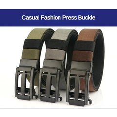 Tactical Belt Automatic Buckle Double Sided Dual Purpose Elastic Belt Mens Simple and Versatile Woven Nylon Belt for Men