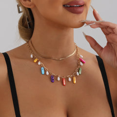 Women's pendant necklace natural geometric fashion imitation pearl