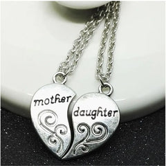 2pcs Antique Silver-plated Necklace Fashionable Mother Beautiful Daughter Combination