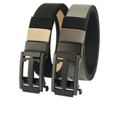 Tactical Belt Automatic Buckle Double Sided Dual Purpose Elastic Belt Mens Simple and Versatile Woven Nylon Belt for Men