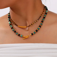 Necklace Set For Women Portrait Stainless Steel Colorful Nature Pearl