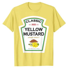 Funny Ketchup Clothes for Couples Gifts Aesthetic Outfits Yellow Mustard DIY Halloween Costume Matching Group Mustard-T-Shirt