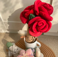 DIY Valentine's Day Limited Red Roses Plush Bouquet Birthday Gift for Girlfriend Tulip Doll - Unique Flower Gift Idea