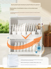 For Home Double-Layer Tableware Storage Box Plastic Kitchen with Lid