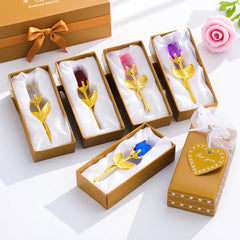 Crystal Metal Roses Gift for Girlfriend Wedding Home Decor Mini Model Ornament Valentine Day Promotion