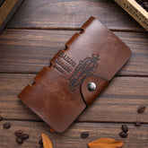 Men's Leather Tri-Fold Wallet - Magnetic Buckle Clutch with Card Holder & Coin Purse