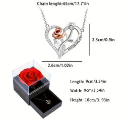 I Love You Forever Necklace With Rose Flower Gift Box For Girlfriend Mother Birthday Romantic Gift 2024 New Fashion Jewelry