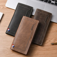 Soft Thin Male Wallet Anti-loss Casual Long Zip Wallet Classic Multiple Card Slots Bifold Wallet Man