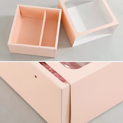 Flower Gift Box with Handle Transparent PVC Window Square Portable Rose Candy Dessert Packaging Box Wedding Party Present Decor