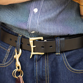 Maden Vintage Handmade First-Layer Cowhide Belt Automatic Buckle Brass