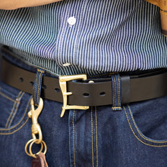 Maden Vintage Handmade First-Layer Cowhide Belt Automatic Buckle Brass