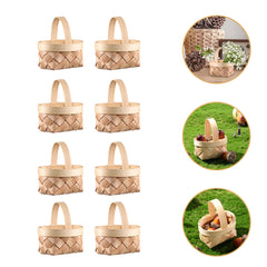 12 Pcs Wood Chip Basket Tote Mini Easter Flower Girl Fruit Baskets Woven Small Shopping