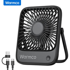 Warmco Mini USB Desk Fans Portable USB-C Desktop Cooling Fan 3-Speed Adjustable 180° Rotation Quiet Small Personal Fan for Home
