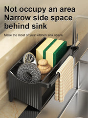 Automatic Drainage Sink Storage Rack Plastic Kitchen Wash Basin Soap Sponge Holder Bathroom Shampoo Organizer Towel Rack
