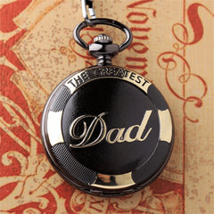 Fashion Casual Men'S Quartz Pocket Watch "The Greatest Dad" Engraved Round Dial Men's Pocket Watch for Father's Day Gift Reloj