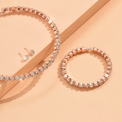 4 pieces of women's fashionable and minimalist necklaces with earrings, bracelets, jewelry sets