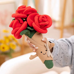 DIY Valentine's Day Limited Red Roses Plush Bouquet Birthday Gift for Girlfriend Tulip Doll - Unique Flower Gift Idea