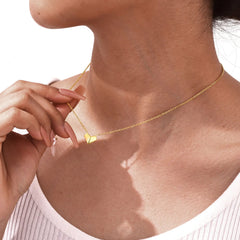 Vnox Dainty Heart Necklaces Gift to Girlfriend Wife Her, Womens Valentines Day Gift, Gold Plated Folded Heart Choker Collars