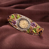 Women Bangle Bracelet Watch Luxury Retro Crystal Flower Quartz Watches for Woman Fashion Elegant Ladies Wristwatches Reloj Mujer