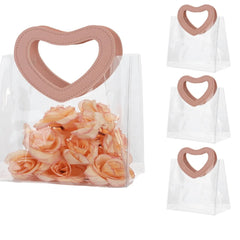 1pc Pink Gift Bag With Heart-shaped Handles,Bridal Party,Clear Gift Bag,Heart Shape,Anniversary,Valentine's,Handmade Gift Box