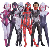 Spidergirls Gwen Stacy Spandex Jumpsuits Boy Girl Zentai Costume For Halloween Cosplay Female Spider Suit For Kids Costumes