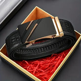 Men's Belt Genuine Leather Metal Alloy Automatic Buckle Belt High-End Design