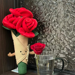 DIY Valentine's Day Limited Red Roses Plush Bouquet Birthday Gift for Girlfriend Tulip Doll - Unique Flower Gift Idea