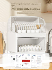 For Home Double-Layer Tableware Storage Box Plastic Kitchen with Lid