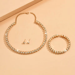 4 pieces of women's fashionable and minimalist necklaces with earrings, bracelets, jewelry sets