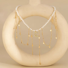 Star Tassel Necklace Baroque Pearl Necklace Choker Fashion Upscale