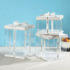 5PCS Ins Transparent Packaging Cake Box Plastic Large Cake Box Packing Supplies Birthday Wedding Sweets Bakery Wrapping Box