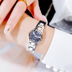 Women's Watch round dial tungsten steel Bracelet Quartz Fashion and Simple Chain Women's wristwatch Compact and exquisite