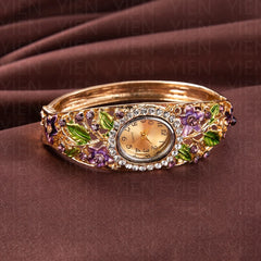 Women Bangle Bracelet Watch Luxury Retro Crystal Flower Quartz Watches for Woman Fashion Elegant Ladies Wristwatches Reloj Mujer