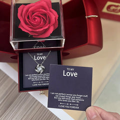 Anniversary Birthday Valentines Day Gifts Jewerlry Box Real Eternal Rose Flower With Necklace For Girlfriend Mom Wife Wedding