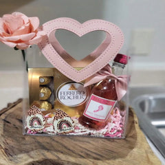 1pc Pink Gift Bag With Heart-shaped Handles,Bridal Party,Clear Gift Bag,Heart Shape,Anniversary,Valentine's,Handmade Gift Box