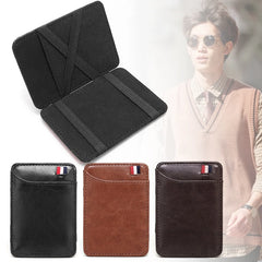 Ultra Thin Men's PU Leather Mini Small Magic Wallet Money Cash Card Holder Purse Birthday Gift for Father Boyfriend
