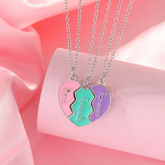 1 Set BFF Necklaces For Sister Birthday Friendship Jewelry Gifts Best Friend Forever Necklace For 3 Girls Matching Heart Pendant