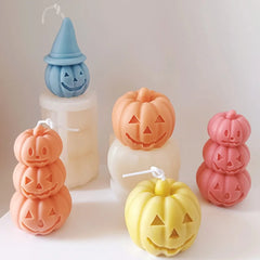 3 Layer Expression Pumpkin Candle Making Set Halloween Witch Hat Cushaw Resin Silicone Mold Squash Party Chocolate Plaster Decor