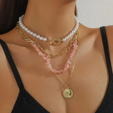 Fashion Elegant Pearl Beaded Necklace Exquisite Neck Jewelry Multilayer