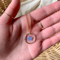 Forget-Me-Not-Necklace, Floral Necklace, Botanical Necklace, Botanical Necklace