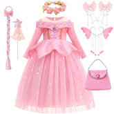 Halloween Costumes Kids Pink Girls Party Dresses Girl Aurora Princess Gown Sleeping Beauty Cosplay Costume Fantasy Disguise Sets