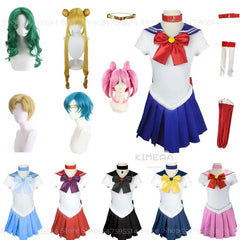 Adults Kids Cosplay Anime Sailor Costume Wig Moon Tsukino Usagi Meiou Setsuna Chibiusa
