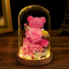 Valentine's Day Gift for Girlfriend Eternal Preserved Rose Flower Gift Box Teddy Bear